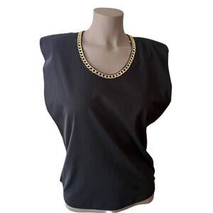 NEW GENERATION LOVE women's u neck chain link top in black